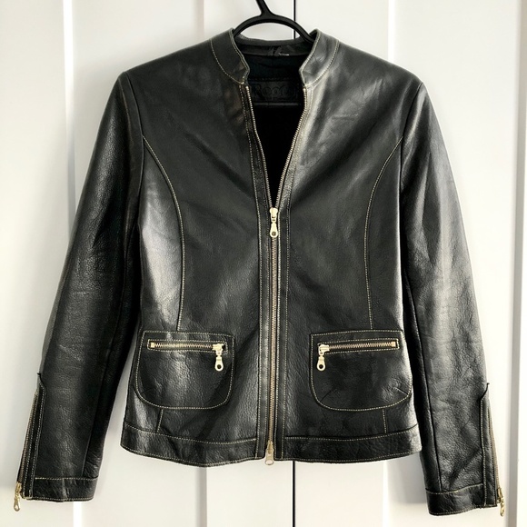 Roots Jackets & Blazers - Roots, Vintage, Y2K, Fitted, Leather, Moto Jacket, Black, Size 4, Nice Condition
